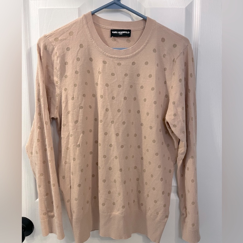 KARL LAGERFELD Blush pink polka dot top